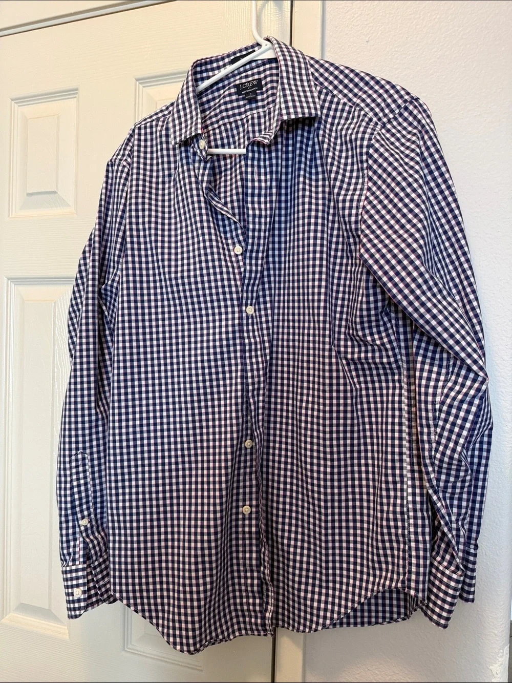 J. Crew Men’s Blue, Red & White Gingham Button-Down Shirt